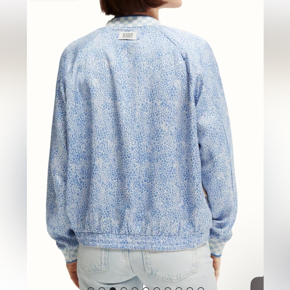 NWT Scotch & Soda Printed Seersucker Reversible Bomber Large - Picture 6 of 16